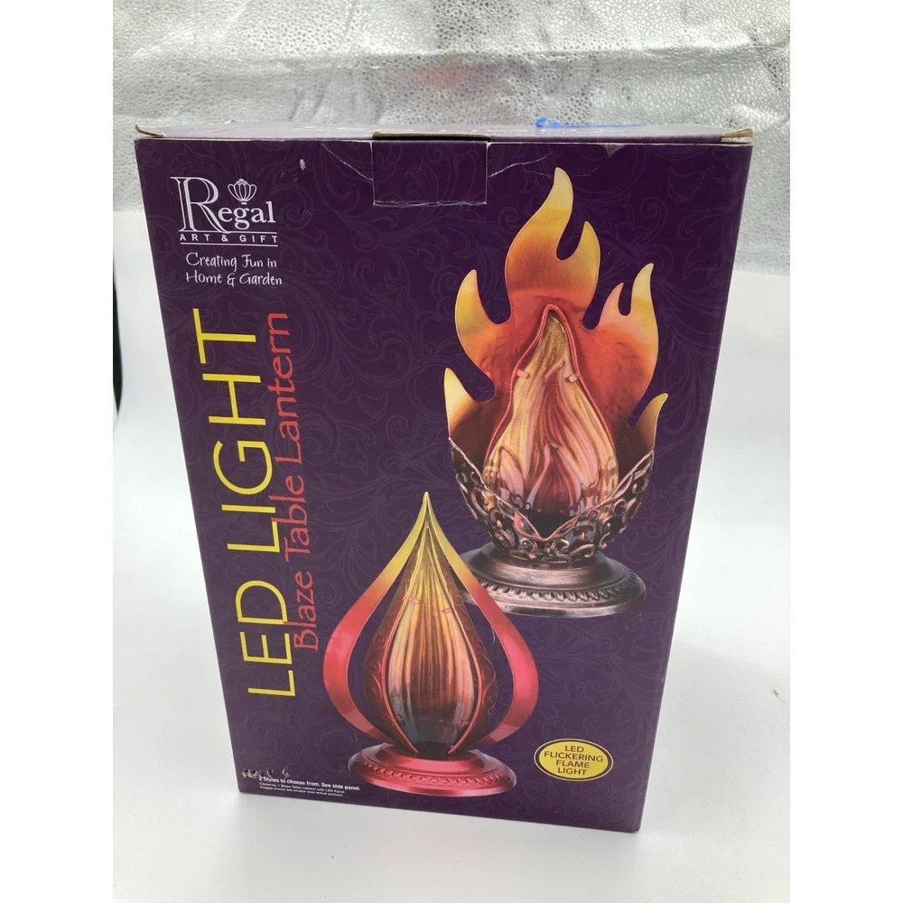 LED Blaze Table Lantern‎ Amber Light Flickering Flame Light Battery Powered